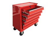 24» κόκκινη εργαλειοθήκη 5 συρταριών στην αποθήκευση εργαλείων κρύου χάλυβα Spcc ροδών με το χαλί της EVA